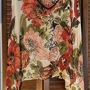 Stratus by Chenault XL floral sheer blouse.